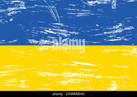 Texture grunge drapeau ukrainien. Drapeau vintage de l'Ukraine Illustration de Vecteur