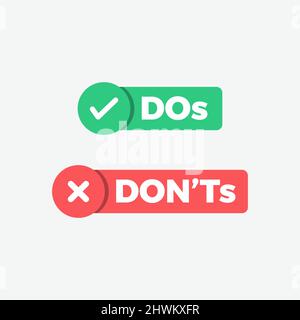 Jeu d'icônes à faire et à ne pas faire avec le vecteur plat Illustration de Vecteur