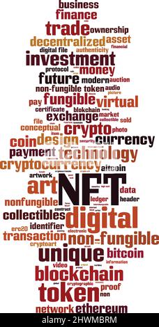 Concept NFT Word Cloud. Collage de mots sur NFT. Illustration vectorielle Illustration de Vecteur