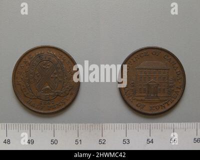 Jeton de la Banque Semiregal de la Banque de Montréal. Menthe: Boulton et Watt objet: Banque de Montréal Banque D'Images