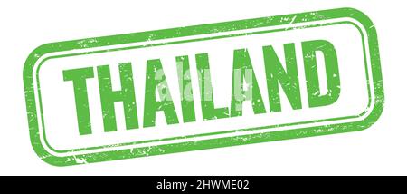 TEXTE THAÏLANDAIS sur timbre vert grungy vintage rectangle. Banque D'Images