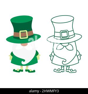 St Patrick jour leprechun gnomes shamrock. Chapeaux verts. Aperçu des gnomes irlandais de la Saint-patrick Illustration de Vecteur