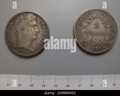 5 Francs de Paris avec Napoléon Bonaparte. Objet: Napoléon Bonaparte, français, 1769–1821 monnaie: Paris Banque D'Images