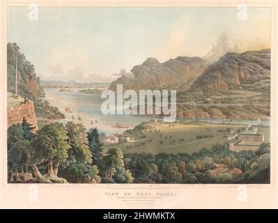 Vue sur West point, Académie militaire des États-Unis. Artiste: Robert Havell, Jr., américain, né en Angleterre, 1793–1878 Banque D'Images