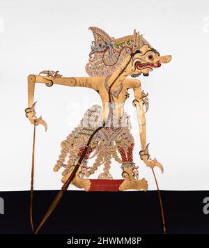 Marionnette en ombre (Wayang Kulit) de Dursasana, de l'ensemble Kyai Nugroho. Fabricant: Marto SuwondoMaker: Ki KertiwandaMaker: Ki Bekel Prawirasucitra Banque D'Images