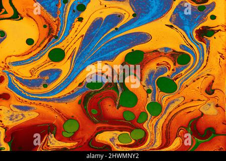 Texture marbrée d'Ébru avec motifs floraux Banque D'Images