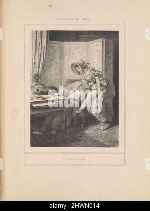 Distraction, de la série scènes de la vie intime. Artiste: Paul Gavarni, Français, 1804–1866Publisher: Aubert et Cie, Paris, fondée en 1829 Banque D'Images