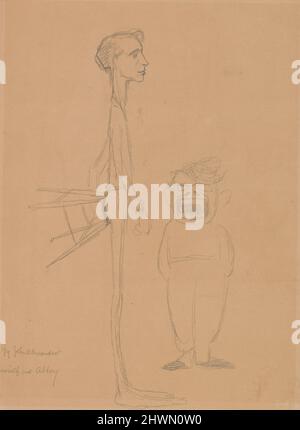Caricature de lui-même et de l'abbaye E. A. (recto); deux études d'un homme debout (verso). Artiste: John White Alexander, américain, 1856–1915 Banque D'Images