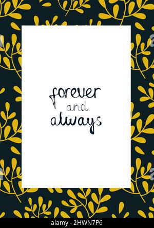 Cadre modèle feuilles jaunes sur fond sombre. Illustration de Vecteur