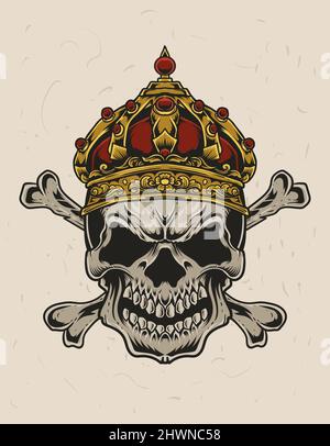 illustration crâne vecteur couronne de roi Illustration de Vecteur