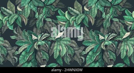 Motif sans couture, papier peint botanique, fond de feuille.Illustration réaliste 3D dessinée à la main.Design pour papier peint, tissu, papier, blogs personnels, Web Banque D'Images