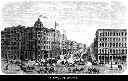 State Street à Chicago, , (encyclopédie, 1893), State Street à Chicago, State Street à Chicago Banque D'Images