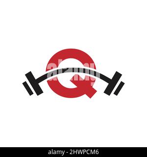 Logo Fitness Gym sur le modèle lettre Q. Logo d'entraînement du club de remise en forme Letter Q. Illustration de Vecteur