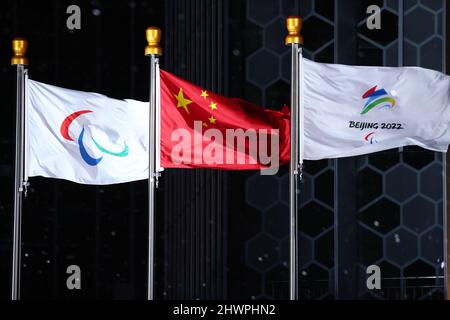 Zhangjiakou, Hebei, Chine. 6th mars 2022. Vue générale Biathlon : cérémonie de remise des médailles lors des Jeux paralympiques d'hiver de 2022 à Beijing au Zhangjiakou Medal Plaza à Zhangjiakou, Hebei, Chine . Credit: Yohei Osada/AFLO SPORT/Alay Live News Banque D'Images