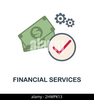 Icône Services financiers. Affiche d'élément de couleur de la collection de recrutement. Affiche d'icône Flat Financial Services pour la conception Web, les infographies et Illustration de Vecteur