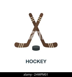 Icône de la plate-forme de hockey. Panneau à éléments de couleur de la collection sports d'hiver. Affiche d'icône de hockey plat pour la conception de sites Web, les infographies et plus encore. Illustration de Vecteur