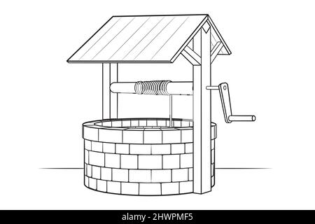 Puits d'eau - plan de stock illustration de l'infrastructure d'accès à l'eau Illustration de Vecteur