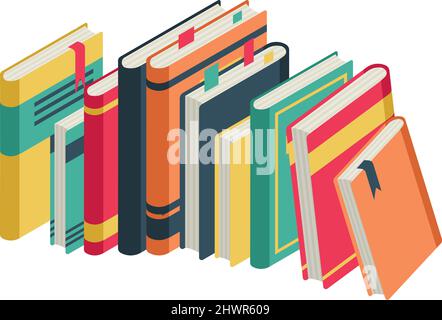 Rangée de livres. Bibliothèque personnelle avec différentes couleurs de couverture Illustration de Vecteur