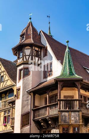 France, Alsace, Colmar, extérieur de la maison historique Pfister Banque D'Images