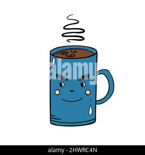 Une jolie tasse de boisson chaude.Illustration vectorielle en style doodle Illustration de Vecteur