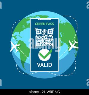 Code de voyage Green Pass Illustration de Vecteur