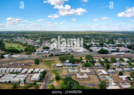 Antenne du quartier des affaires d'Emerald Central Queensland Australie Banque D'Images