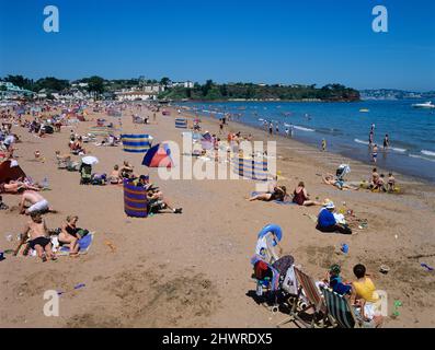 Plage de Goodrington Sands, Paignton, Devon, Angleterre, Royaume-Uni Banque D'Images