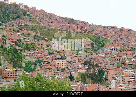 La Paz de Bolivie, la plus haute capitale du monde, à une altitude de 3,640 mètres au-dessus du niveau de la mer, en Amérique du Sud Banque D'Images