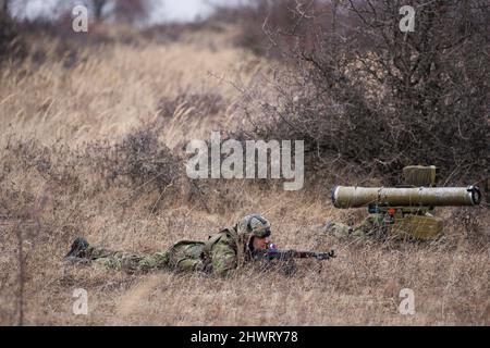 Ne l’est pas, la Slovaquie. 07th mars 2022. 2022 exercice international de grève des sabre à la base militaire de Lest, Slovaquie, le 7 mars 2022. Crédit : Ondrej Deml/CTK photo/Alay Live News Banque D'Images