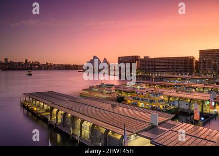 Port de Sydney au lever du soleil Banque D'Images