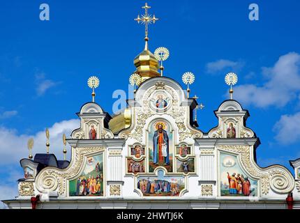 Kiev ou Kiev, Ukraine: Détail des œuvres d'art sur la cathédrale de Dormition au complexe de Kiev Pechersk Lavra ou Lavra également appelé Monastère des grottes Banque D'Images