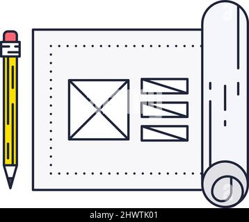 Icône de vecteur plat de prototypage de l'app Design ux ui Illustration de Vecteur