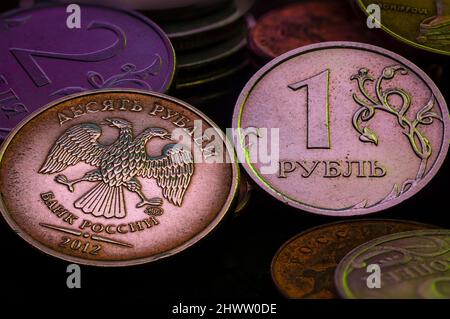 Ruble coin russe 2012 Obverse Macro Banque D'Images