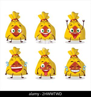 Personnage de dessin animé de sac jaune chinois avec l'expression du sourire. Illustration vectorielle Illustration de Vecteur