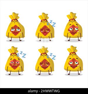 Personnage de dessin animé de sac jaune chinois avec expression de sommeil. Illustration vectorielle Illustration de Vecteur