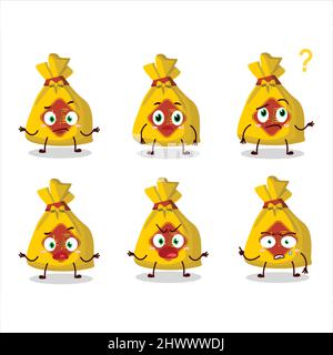 Personnage de dessin animé de sac jaune chinois avec quelle expression. Illustration vectorielle Illustration de Vecteur