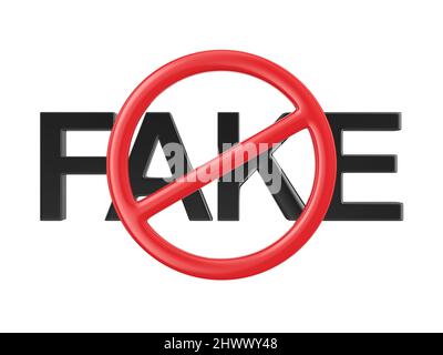Arrêter le faux sur fond blanc. Illustration isolée 3D Banque D'Images