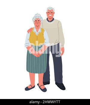 Heureux des aînés asiatiques personnes.parents âgés isolés sur fond blanc.Vector plat Illustration de Vecteur