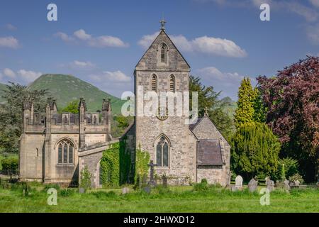 Ancienne église en Ilam, Peak District, Royaume-Uni Banque D'Images
