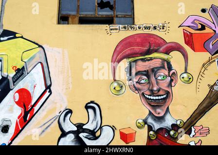 Padoue, Italie. Une fresque avec la caricature du président français Nicolas Sarkozy. Banque D'Images