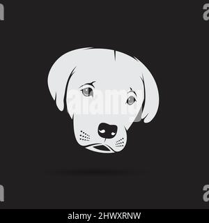 Image vectorielle d'un visage de chiot du labrador sur fond noir. Motif chien. Illustration vectorielle superposée facile à modifier. Illustration de Vecteur