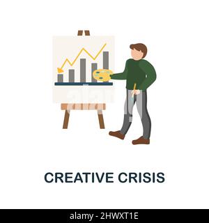 Icône de crise créative. Affiche à éléments colorés de la collection Creative professions. Affiche d'icône de crise créative plate pour la conception Web, les infographies et Illustration de Vecteur