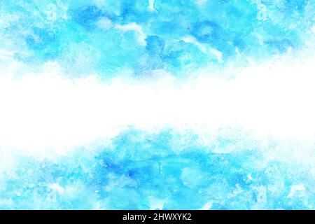 couleur pastel bleu ciel et nuage, couleur naturelle grunge aquarelle peinture texture fond, art abstrait, illustration Banque D'Images