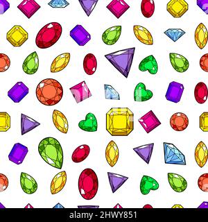 Motif sans couture avec cristaux de différentes formes. Illustration de Vecteur