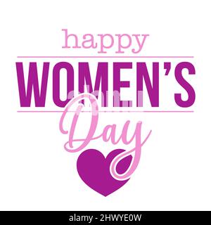 Bonne Journée internationale de la femme - carte de vœux pour la Journée internationale des femmes. Calligraphie phrase manuscrite et fleurs dessinées à la main. Calligraphie faite à la main Illustration de Vecteur