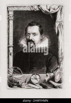 Johannes Kepler, 1571 - 1630. Mathématicien, astronome et astrologue allemand. D'une gravure de F. Meaulle dans vies des savants illustres de Louis Figuier, publiée en 1866. Banque D'Images