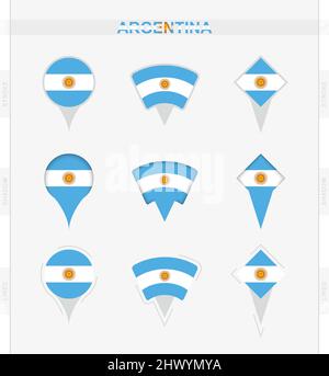 Drapeau argentin, ensemble d'icônes de broche d'emplacement du drapeau argentin. Illustration vectorielle des symboles nationaux. Illustration de Vecteur