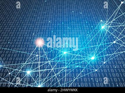 Image symbolisant les connexions Internet sur la terre planteta, et le code binaire Banque D'Images