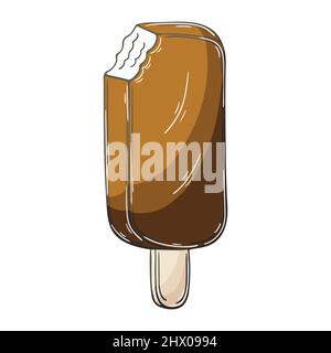 Dessert sucré, élément graphique pour votre motif. Illustration en mode dessin manuel. Popsicle au chocolat. Icône Illustration de Vecteur