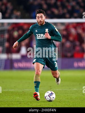 Matt Crooks de Middlesbrough lors du match de championnat Sky Bet à Bramall Lane, Sheffield. Date de la photo: Mardi 8 mars 2022. Banque D'Images